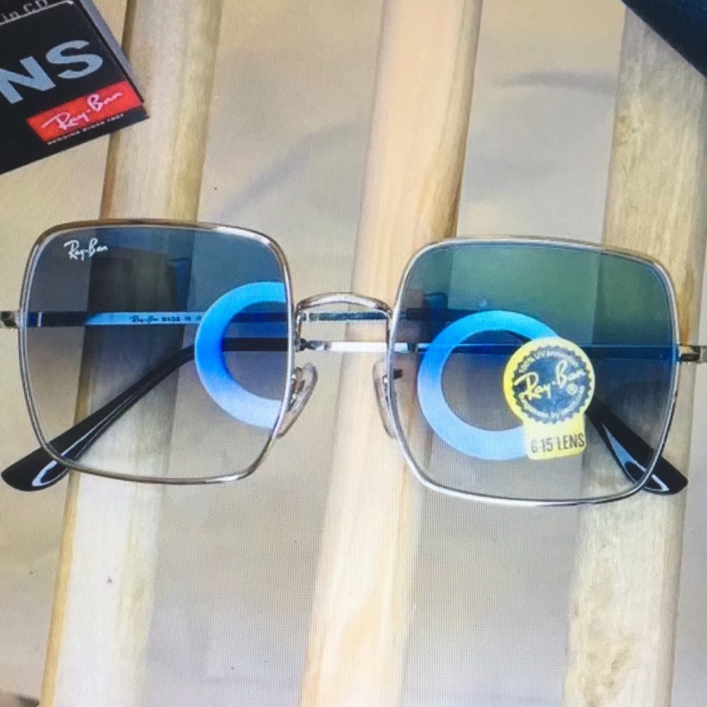 Ray-Ban Silver and Blue Square Sunglasses